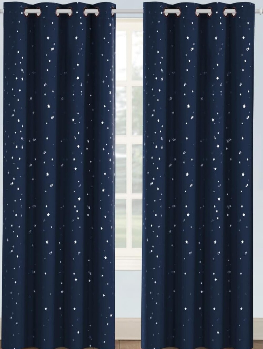 Blackout Kids Twinkle Star Curtains Window Treatment, 2 Panels